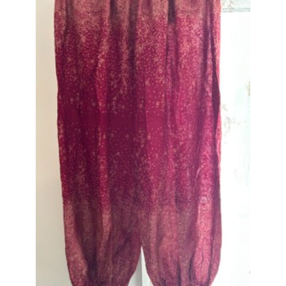 Mexicali Blues Harem Pants Red Boho Paisley Smocked Waist
